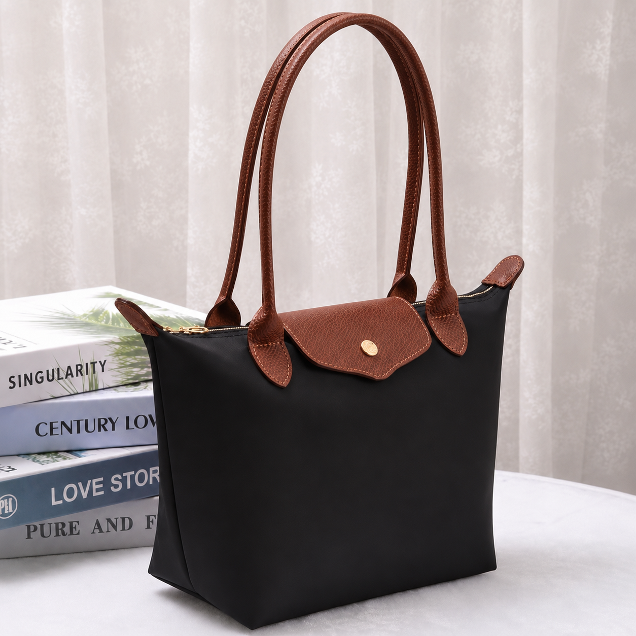 Smooth Color Handle Tote Bag